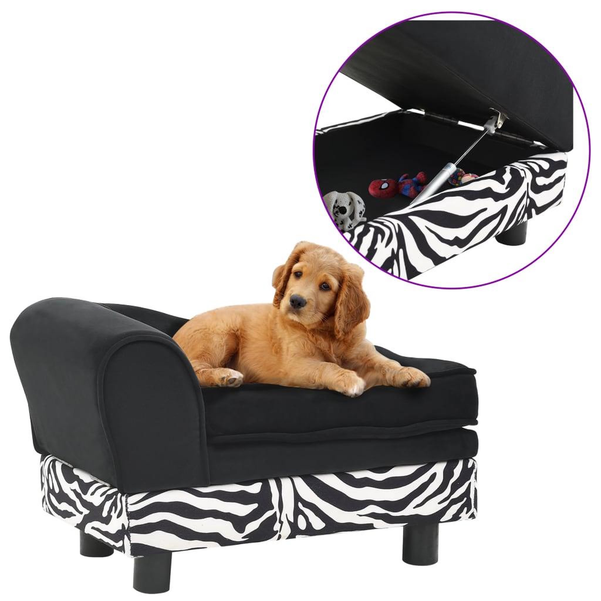 VIDAXL Canape pour chien Noir 57x34x36 cm Peluche