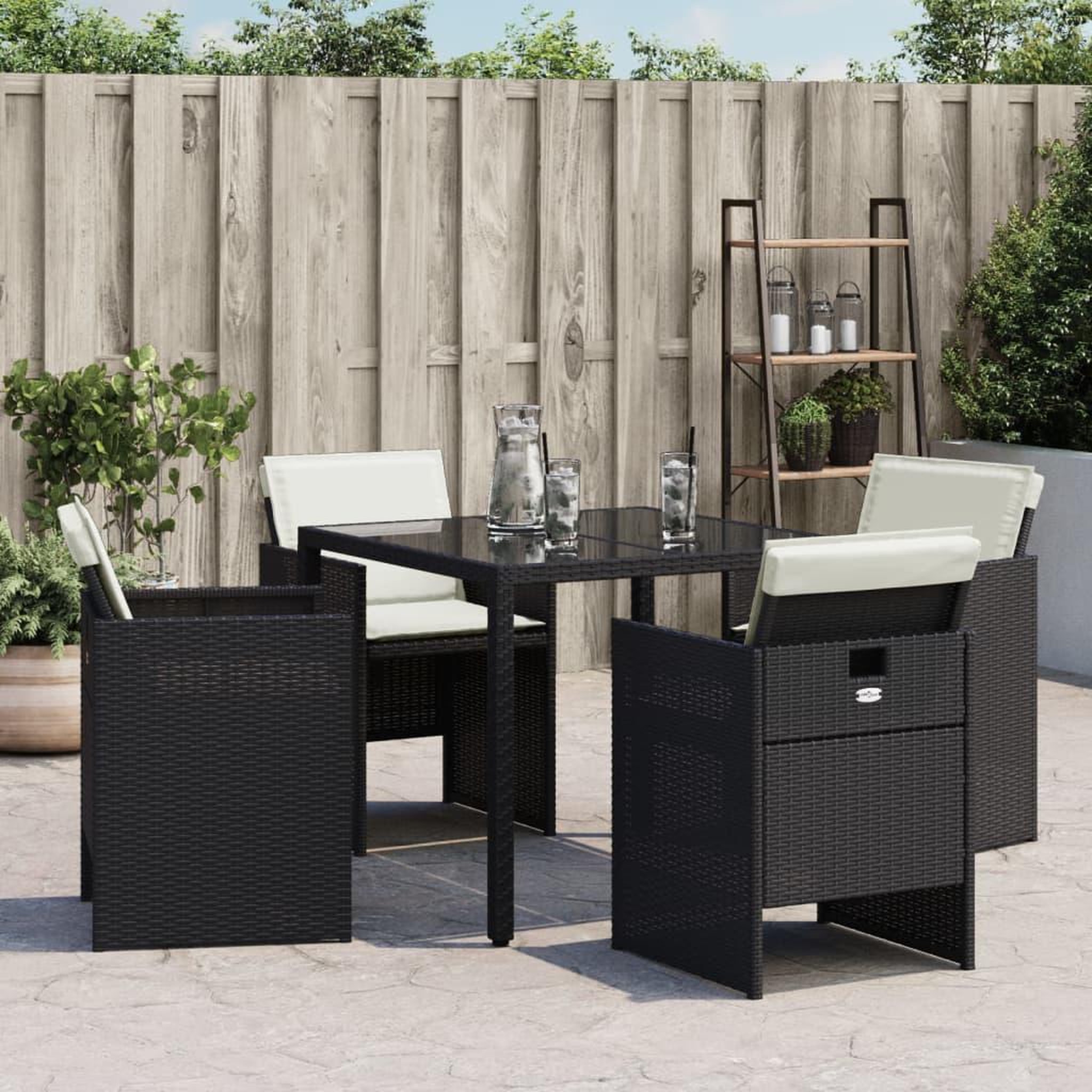 Voir la diapositive 4 : VIDAXL Chaises de jardin lot de 4 avec coussins noir resine tressee