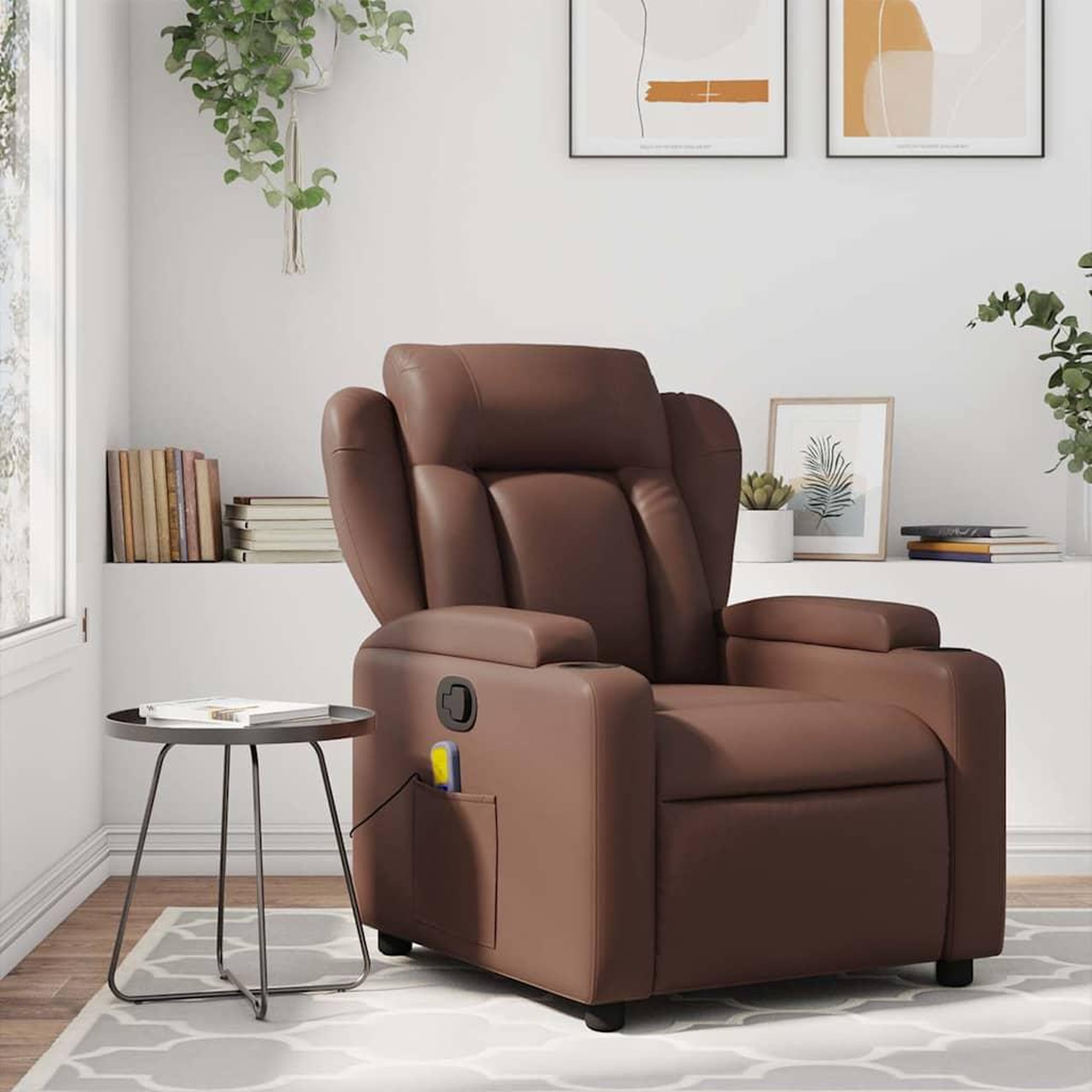 VIDAXL Fauteuil de massage inclinable Marron Similicuir