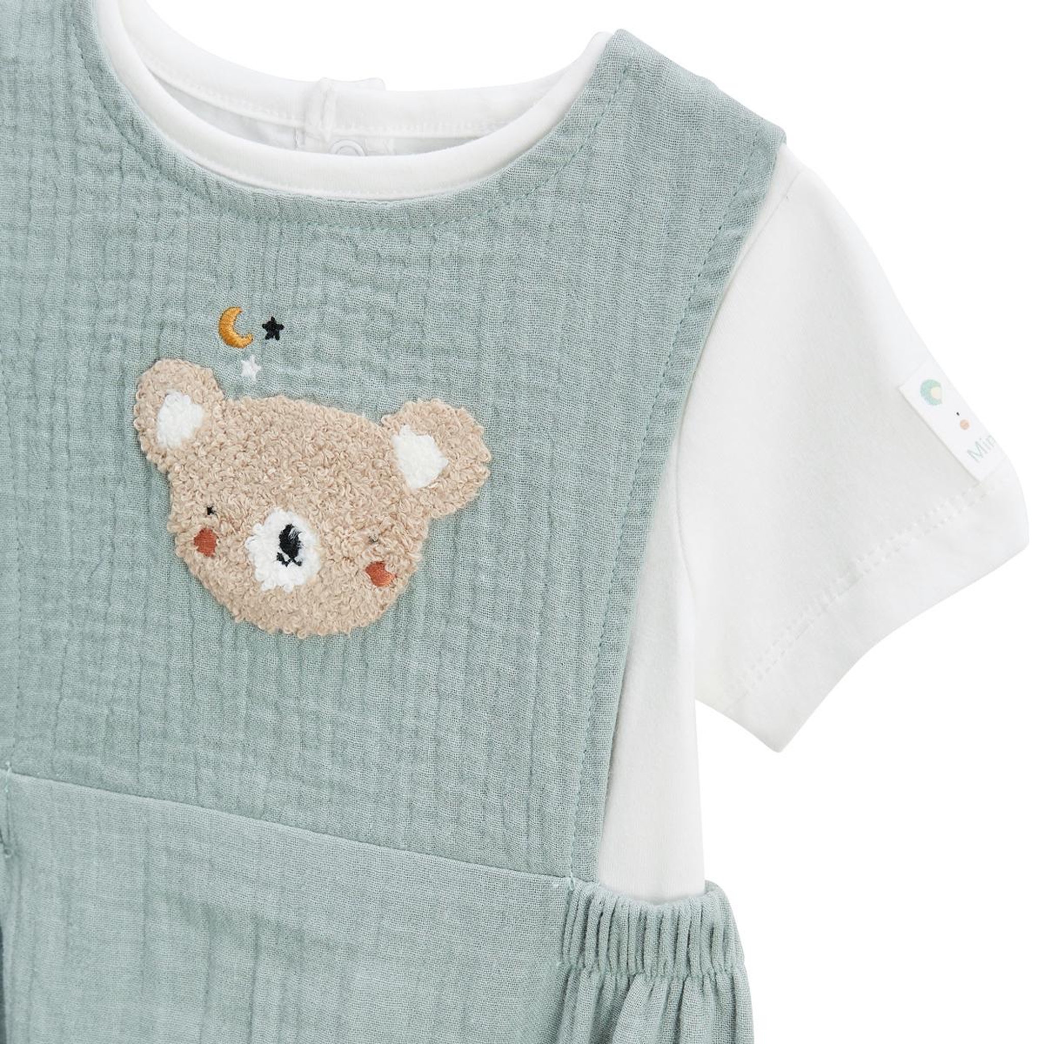 Voir la diapositive 3 : Petit Béguin Ensemble barboteuse bloomer bébé en gaze de coton et t-shirt mini rêve