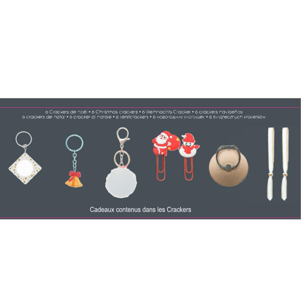 ATMOSPHERA Lot de 6 crackers imprimés sapin de Noël