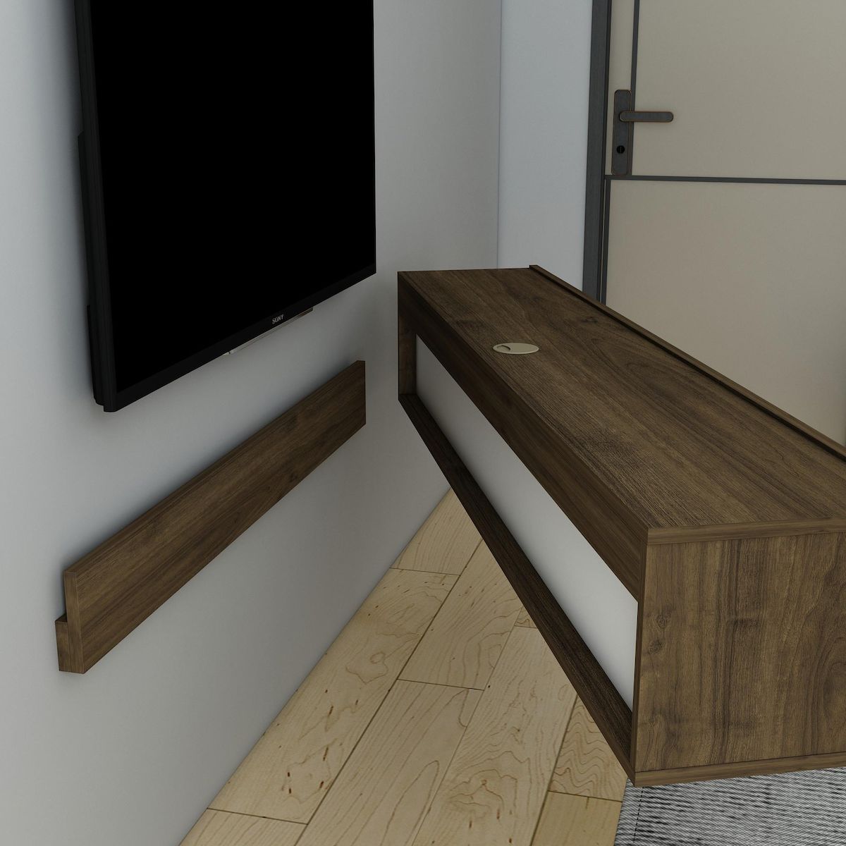 Habitat et Jardin Meuble TV en bois  Denby  - 160 x 31 x 29 cm - Noyer