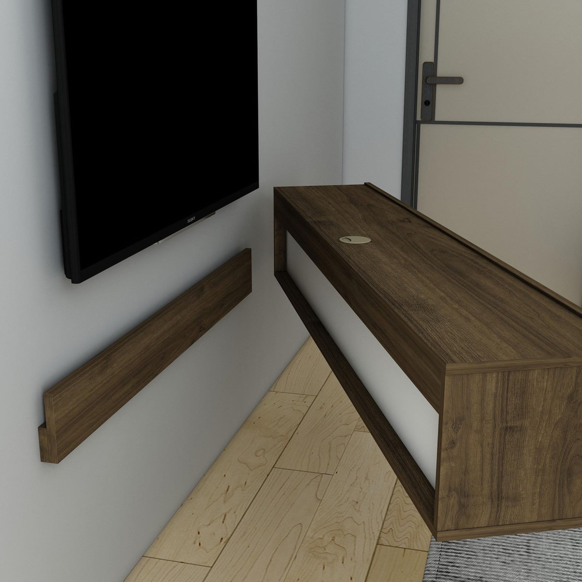 Habitat et Jardin Meuble TV en bois  Denby  - 160 x 31 x 29 cm - Noyer