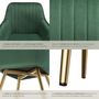 Voir la diapositive 5 : tectake Chaise de salle à manger en velours matelassé et rembourré vert foncé/or