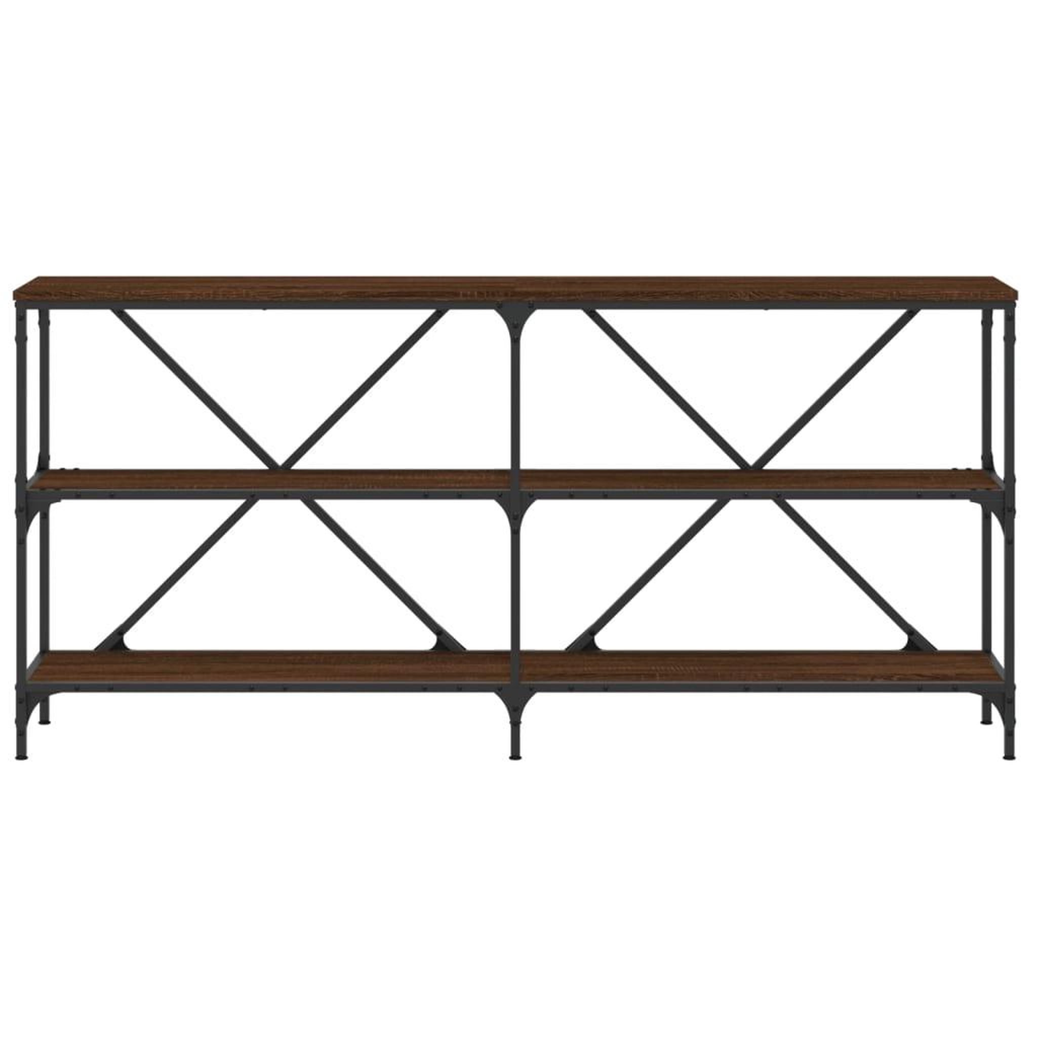 Voir la diapositive 4 : VIDAXL Table console chene marron 160x30x75cm bois d'ingenierie et fer