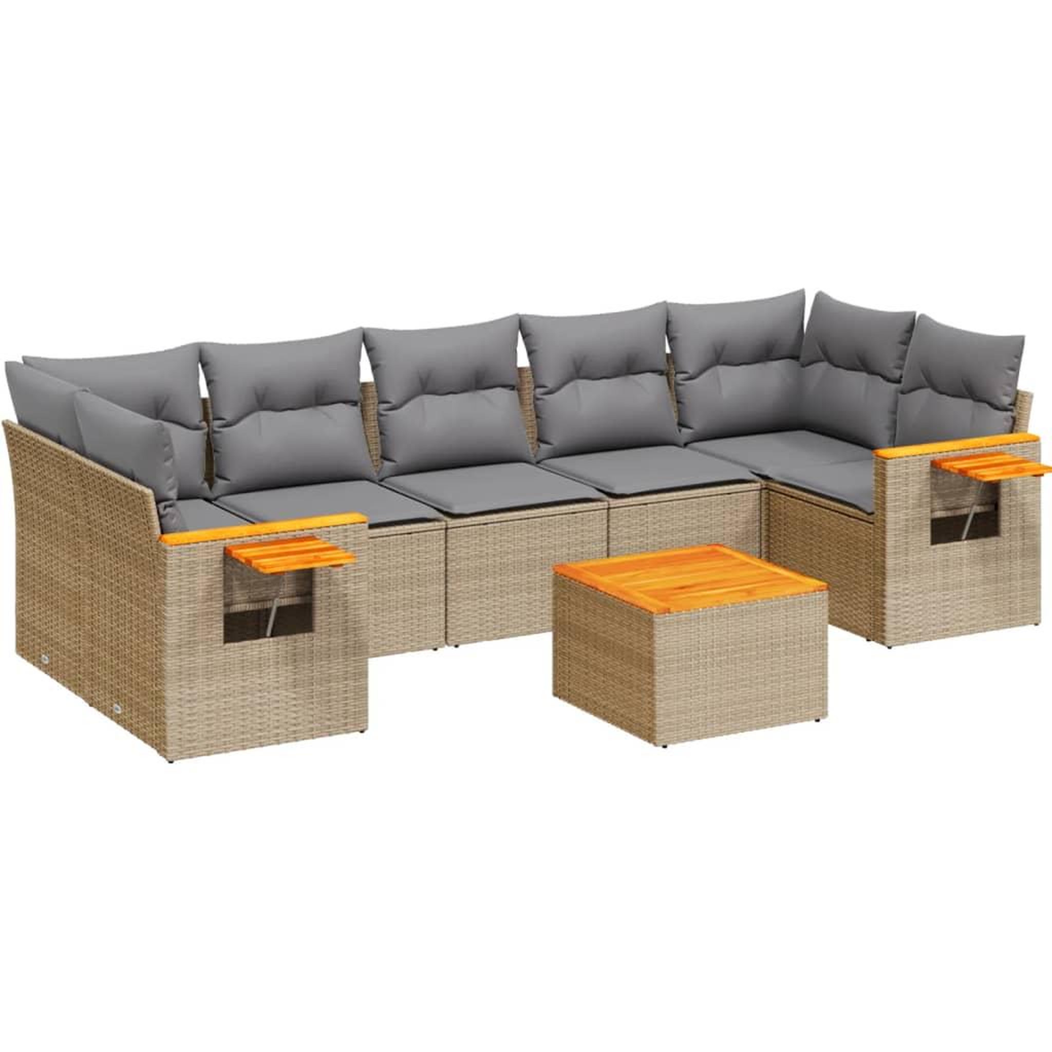 Voir la diapositive 2 : VIDAXL Salon de jardin avec coussins 8 pcs beige resine tressee