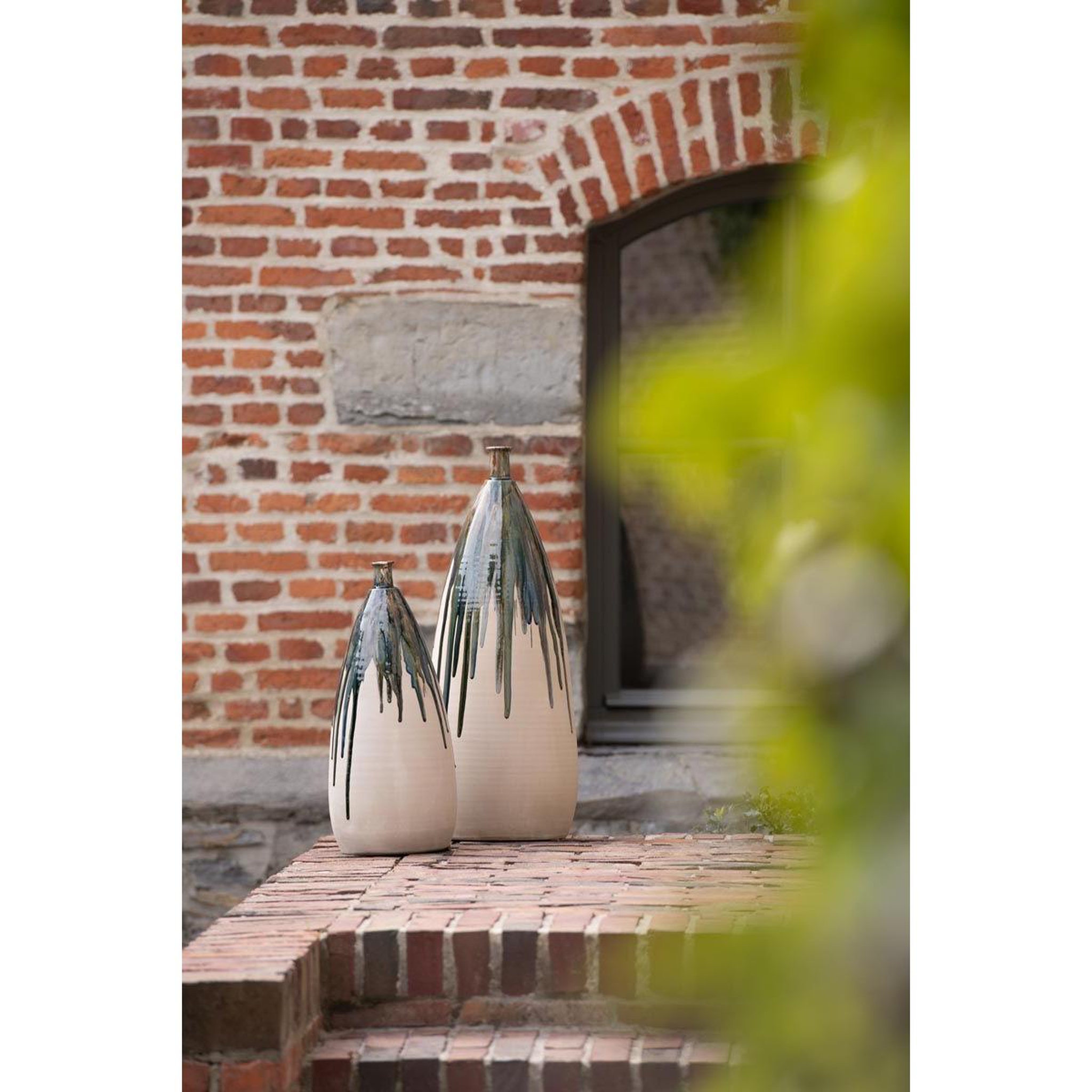 Voir la diapositive 3 : J-LINE Vase déco en céramique  peinture  73cm vert