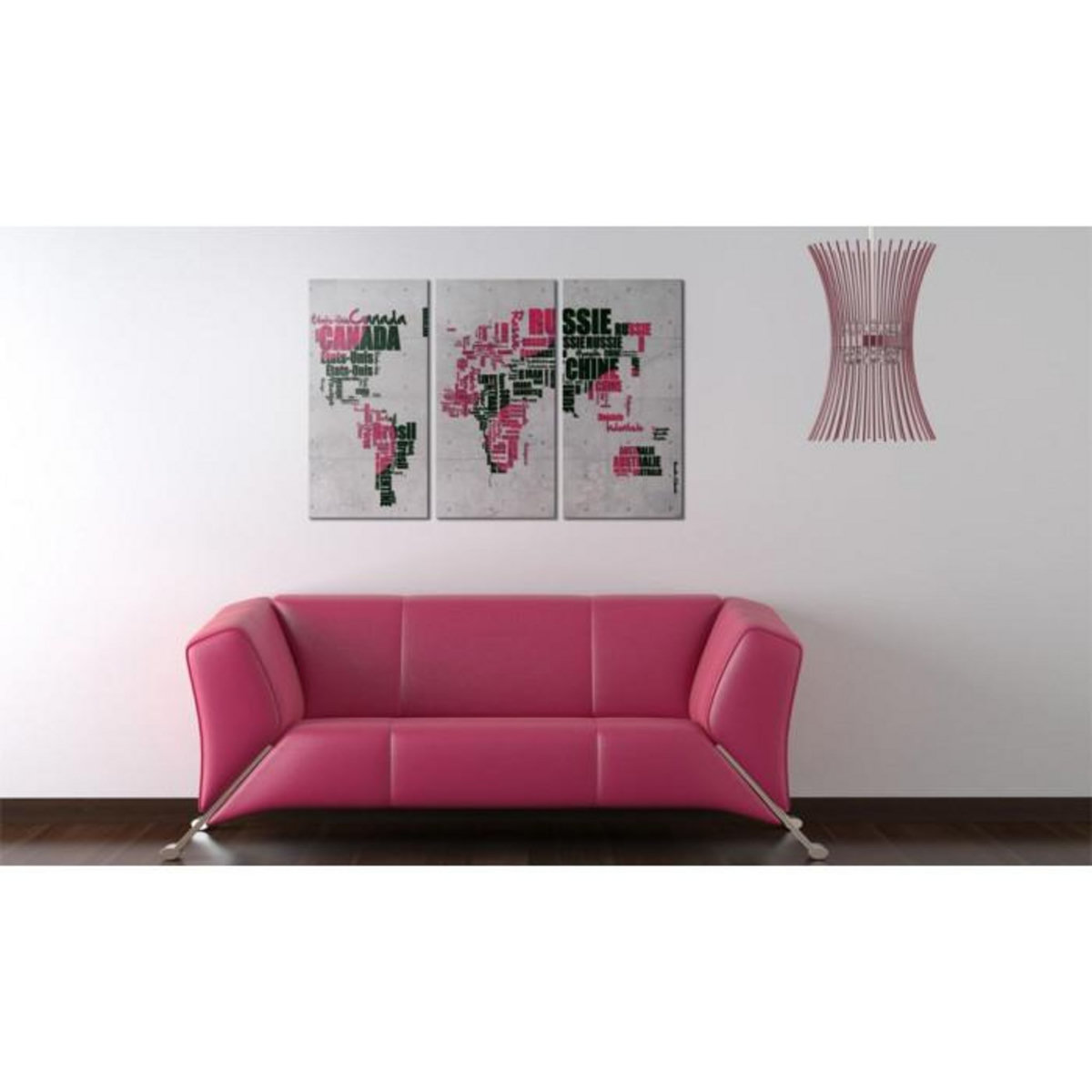 Paris Prix Tableau 3 Panneaux  Carte du Monde en Français