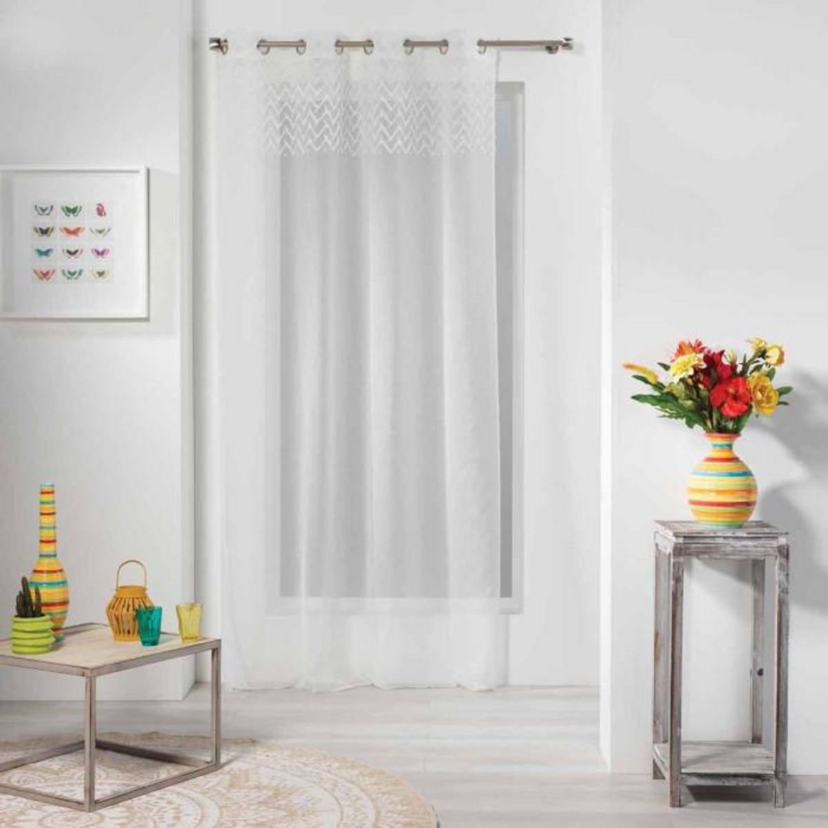 Paris Prix Rideau Voilage à Œillets  Roxia  140x240cm Blanc