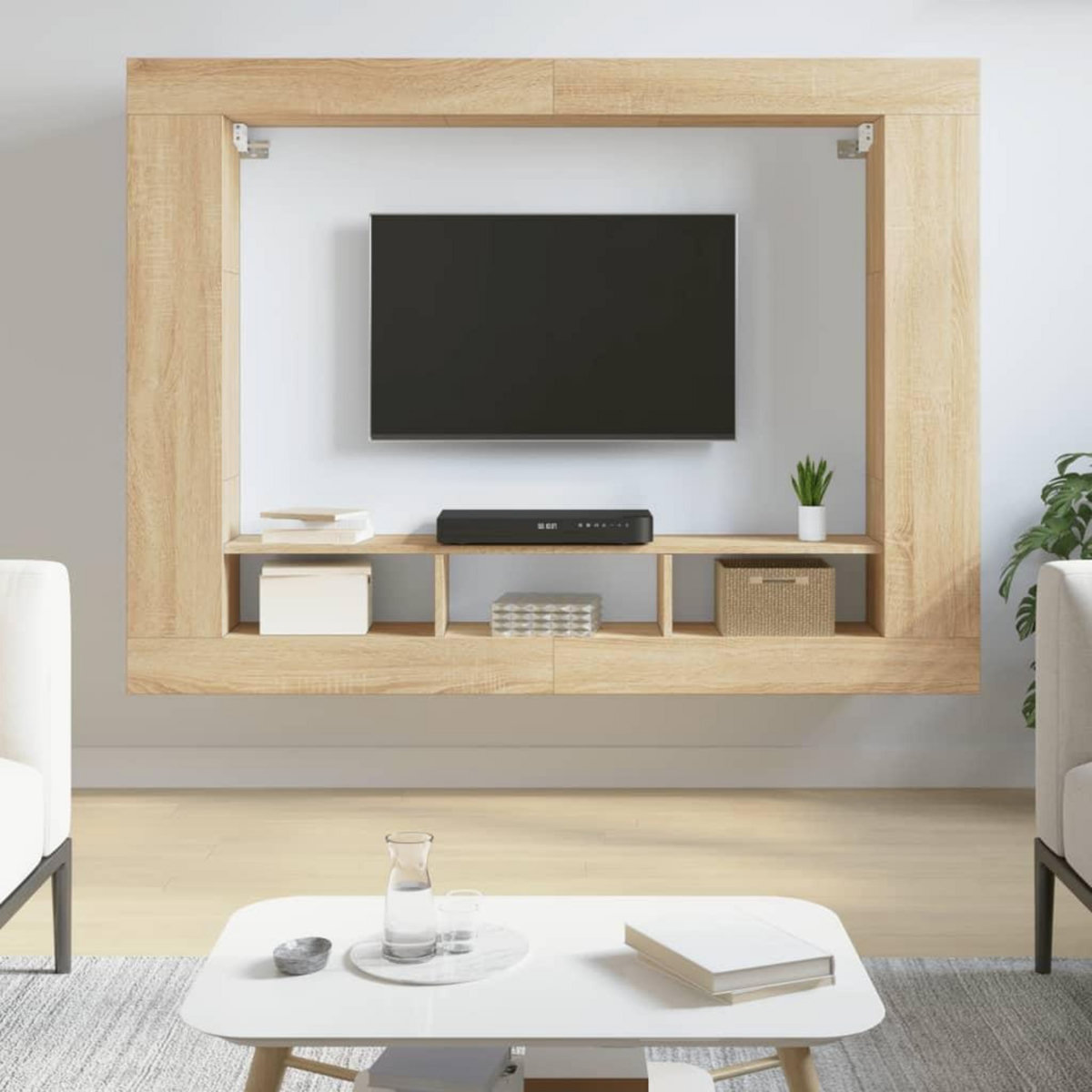VIDAXL Meuble TV chene sonoma 152x22x113 cm bois d'ingenierie