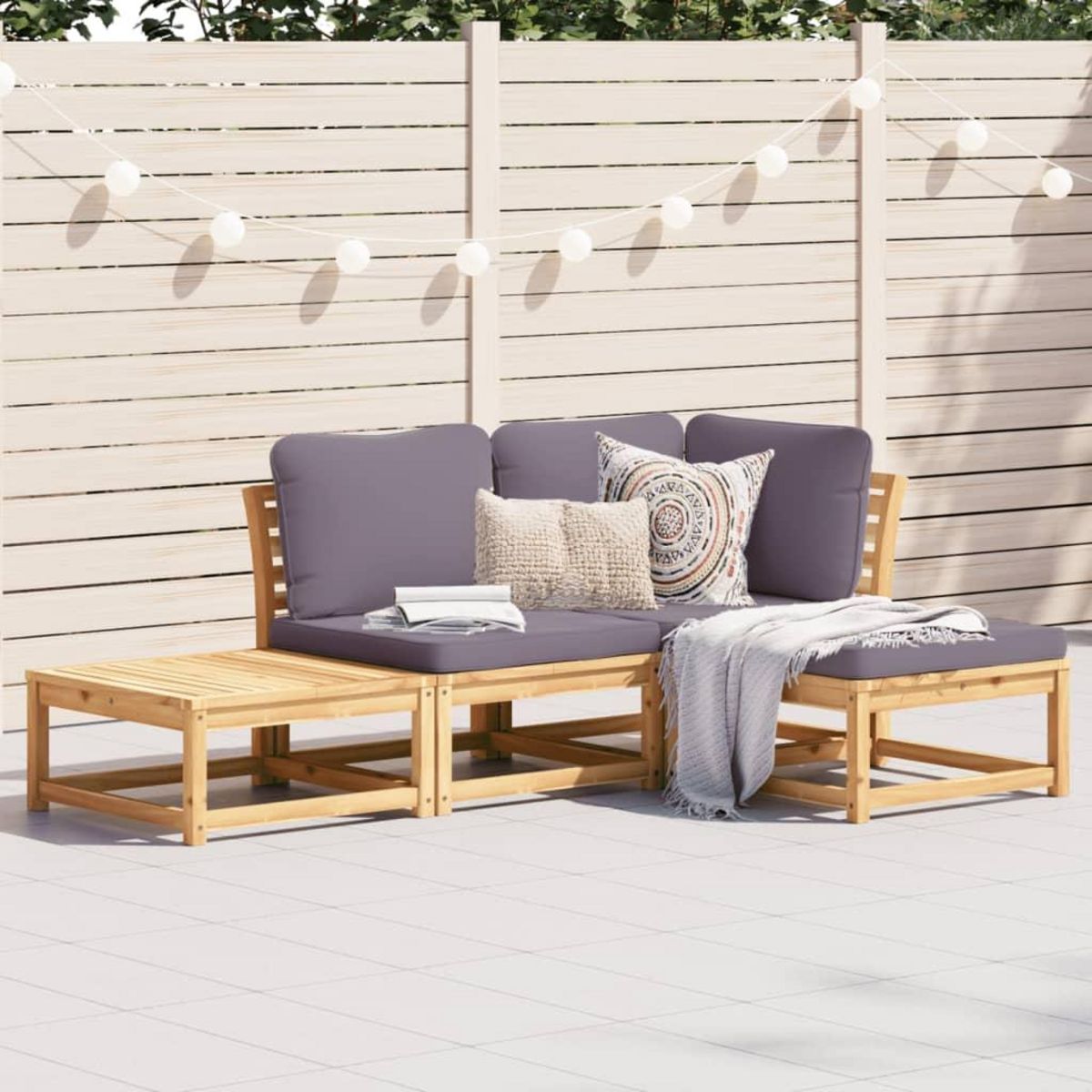 VIDAXL Salon de jardin 4 pcs avec coussins Bois d'acacia solide