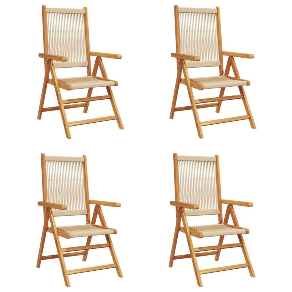 VIDAXL Chaises inclinables de jardin lot de 4 beige bois massif acacia