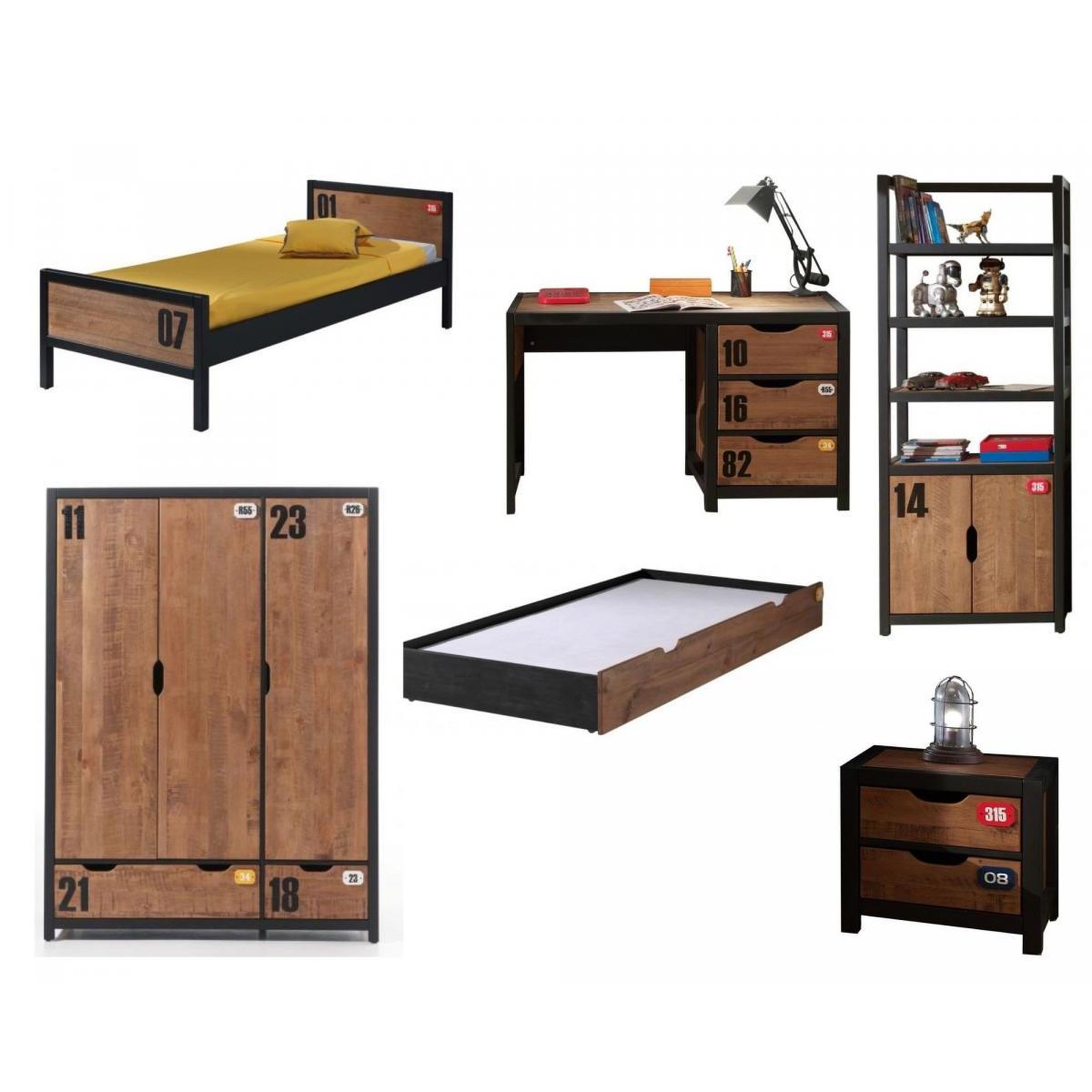 Vipack Ensemble de meubles Alex avec grande armoire et bureau