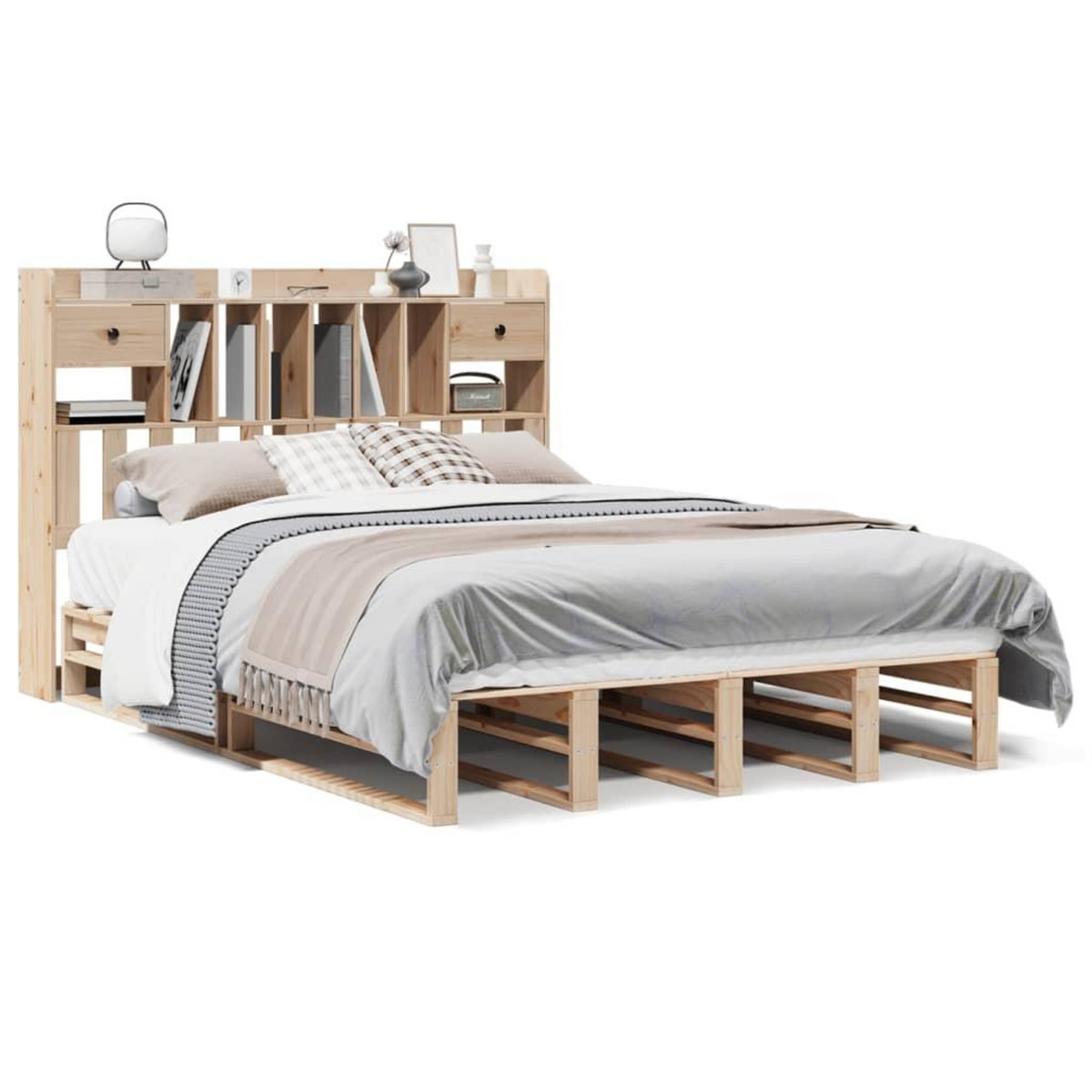 VIDAXL Lit bibliotheque sans matelas 140x200 cm bois massif de pin