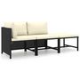 Voir la diapositive 2 : VIDAXL Salon de jardin 3 pcs avec coussins Resine tressee Noir