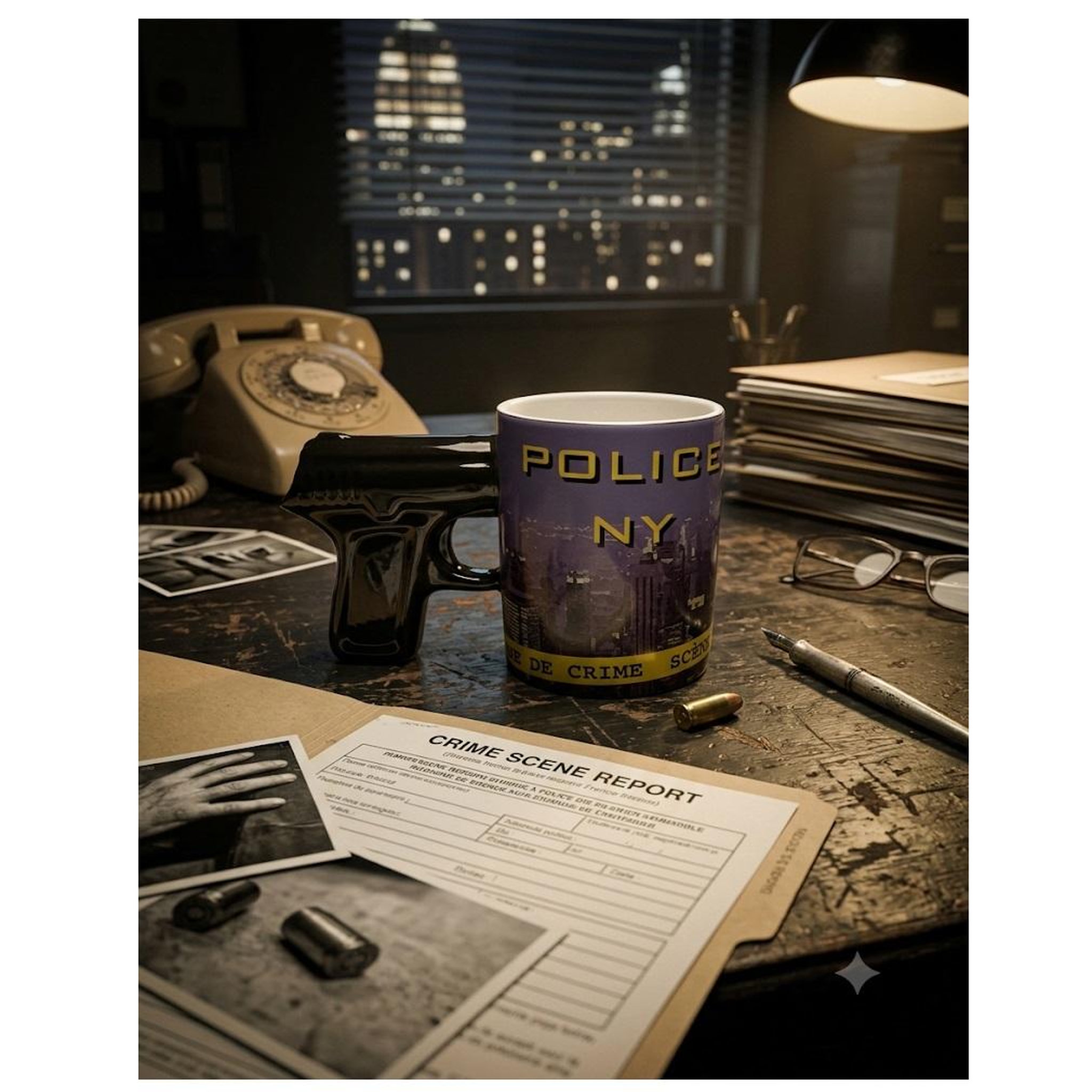 Voir la diapositive 2 : Eden Mug police ny avec anse pistolet 10 cm