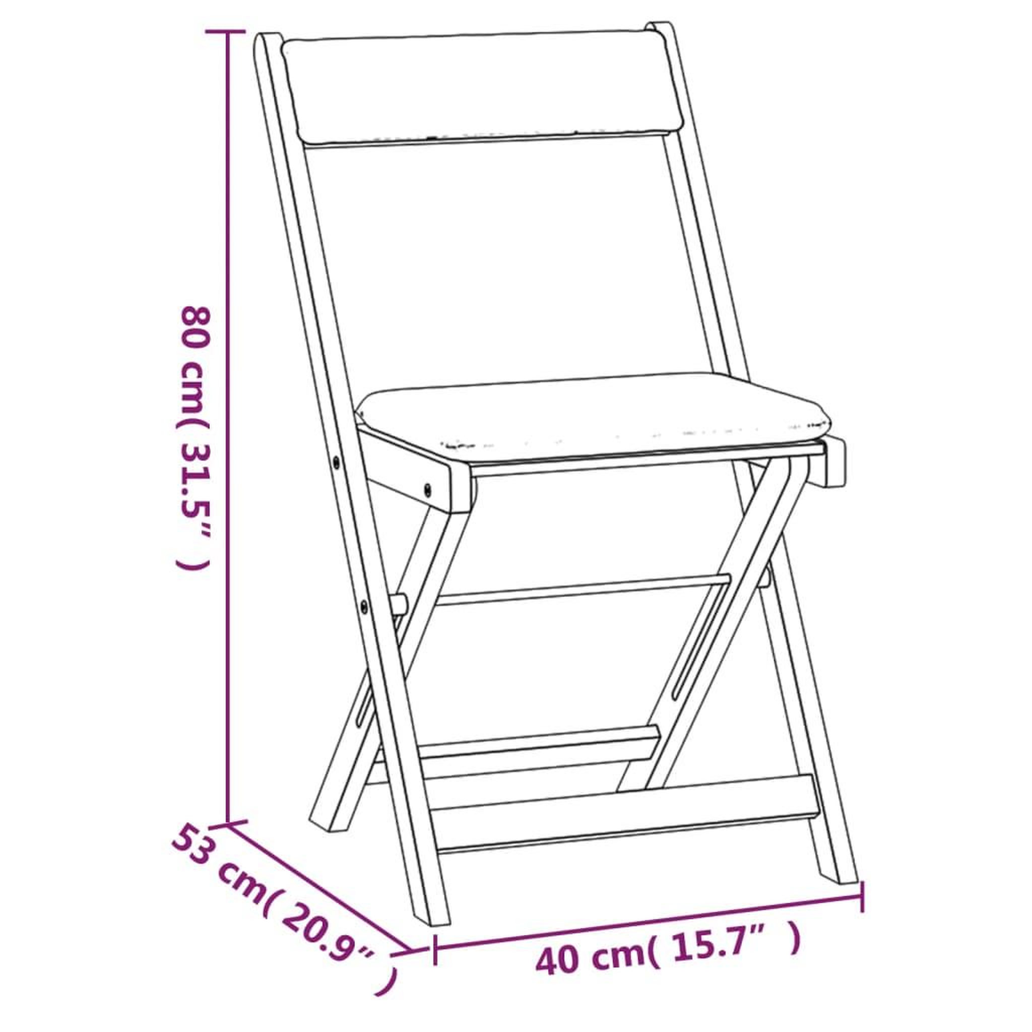 Voir la diapositive 6 : VIDAXL Ensemble de bistro pliable 3 pcs avec coussins Acacia solide