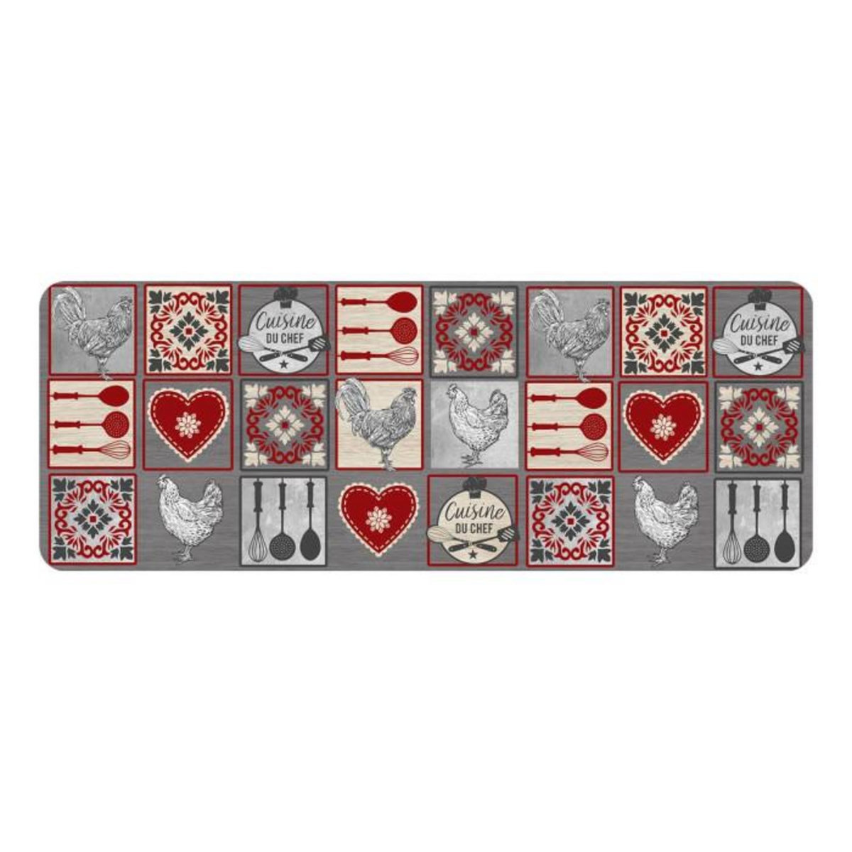 Paris Prix Tapis de Cuisine Imprimé  Rustico  45x120cm Gris