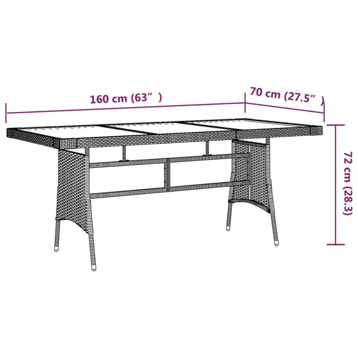 VIDAXL Table de jardin Noir 160x70x72 cm Resine tressee et acacia