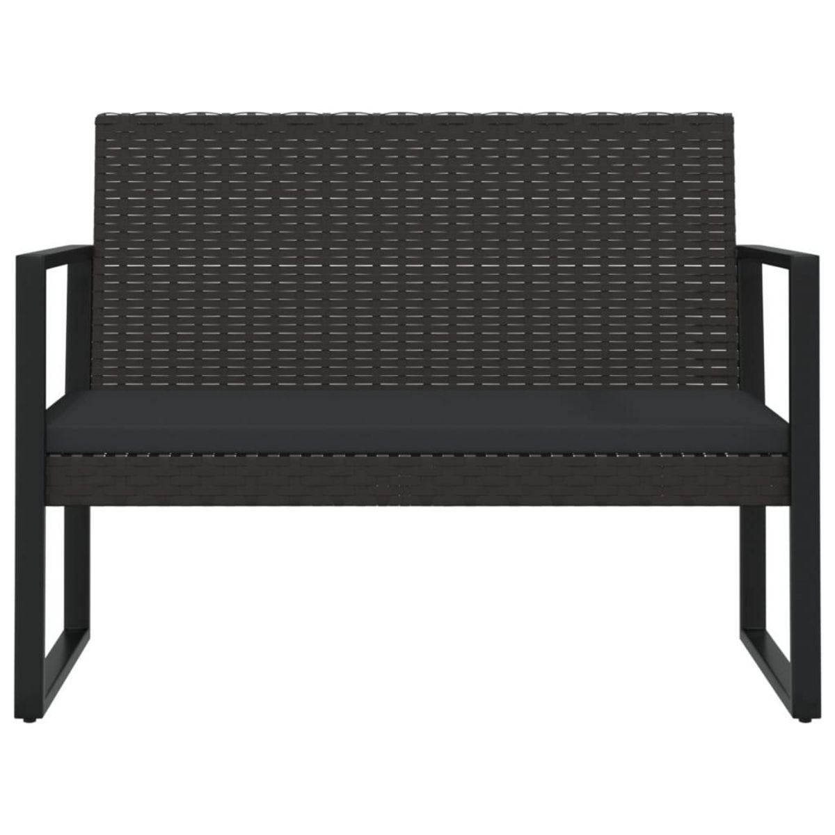 VIDAXL Banc de jardin avec coussins noir 106 cm resine tressee