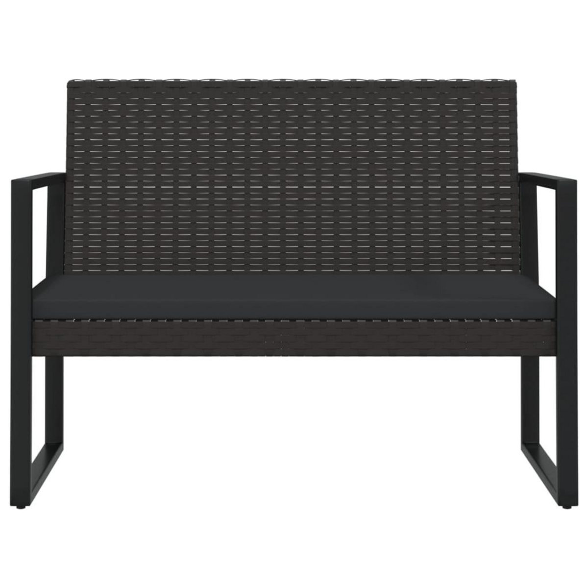 VIDAXL Banc de jardin avec coussins noir 106 cm resine tressee