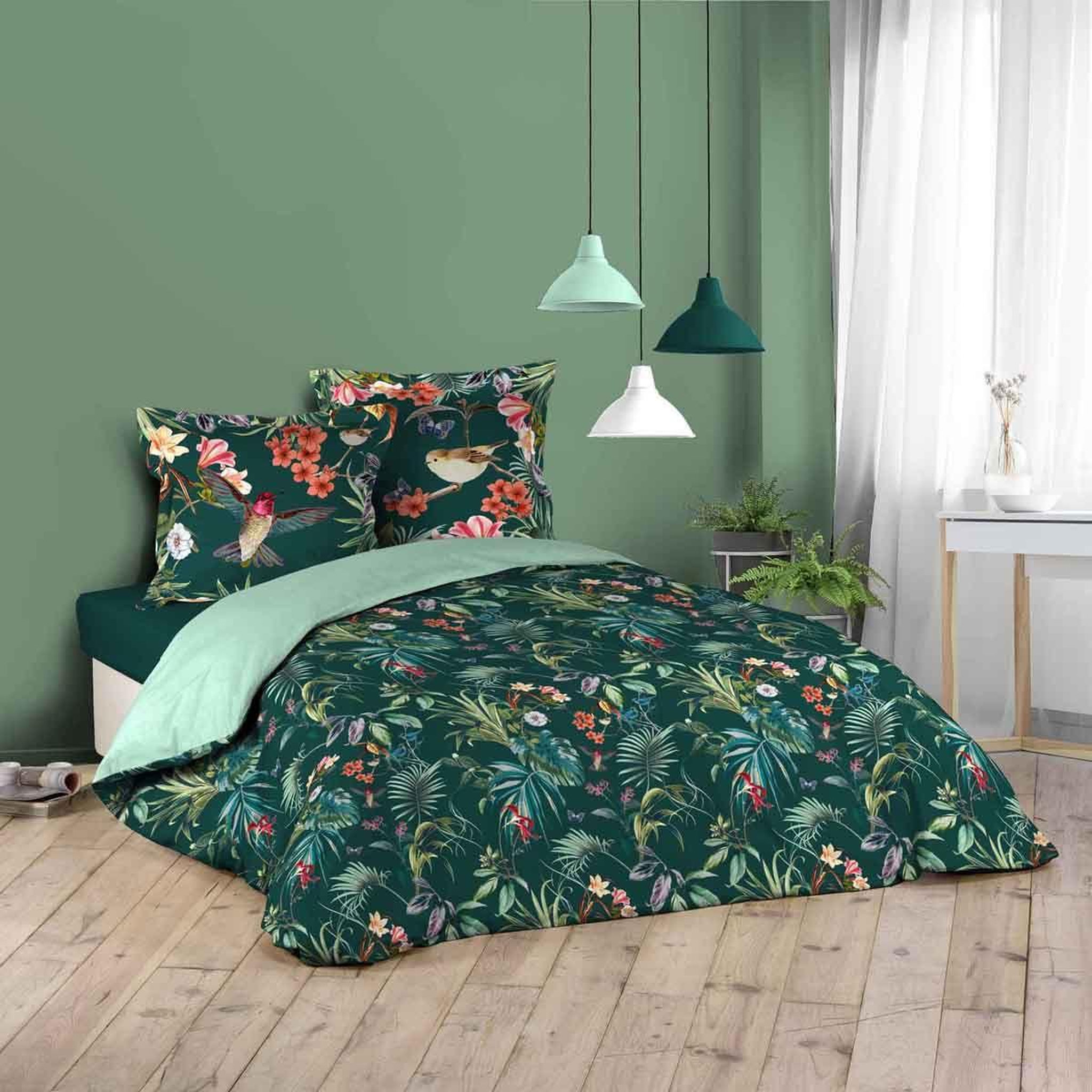 Voir la diapositive 1 : Douceur d'Intérieur Parure de lit 3 pièces  féerie  240x220cm vert