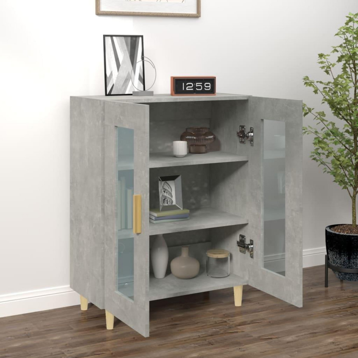 VIDAXL Buffet gris beton 69,5x34x90 cm bois d'ingenierie
