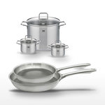 ELO Lot de 2 Poêles 24/28cm et 3 Faitouts Elo Relief Passion