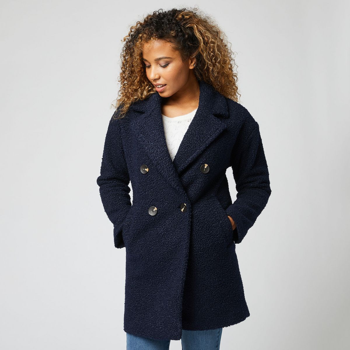 IN EXTENSO Manteau long bleu femme