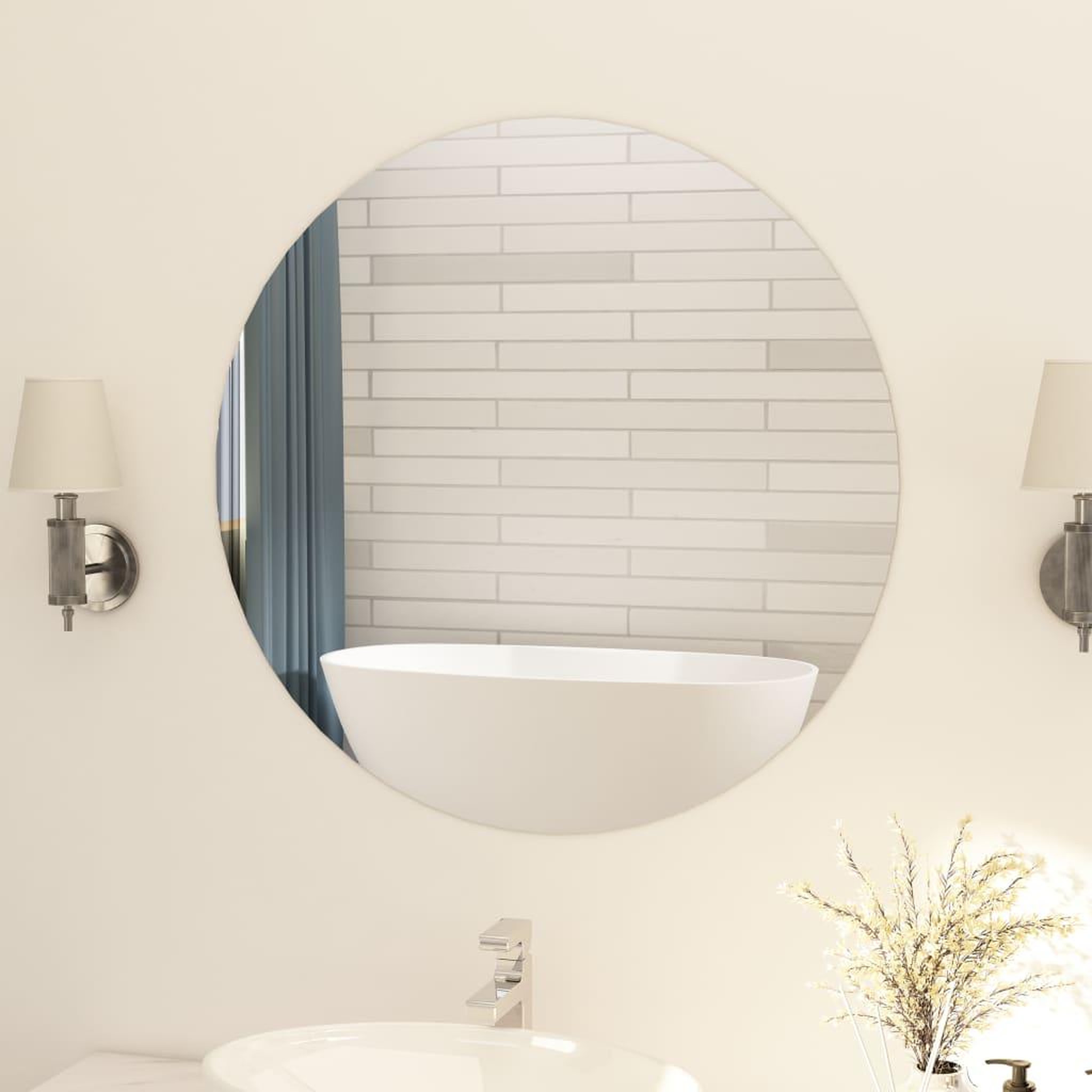 Voir la diapositive 1 : VIDAXL Miroir rond sans cadre 80 cm Verre