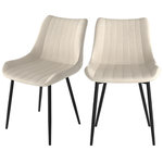 MAISON PAVANE Lot de 2 chaises en tissu beige et métal noir-Killi