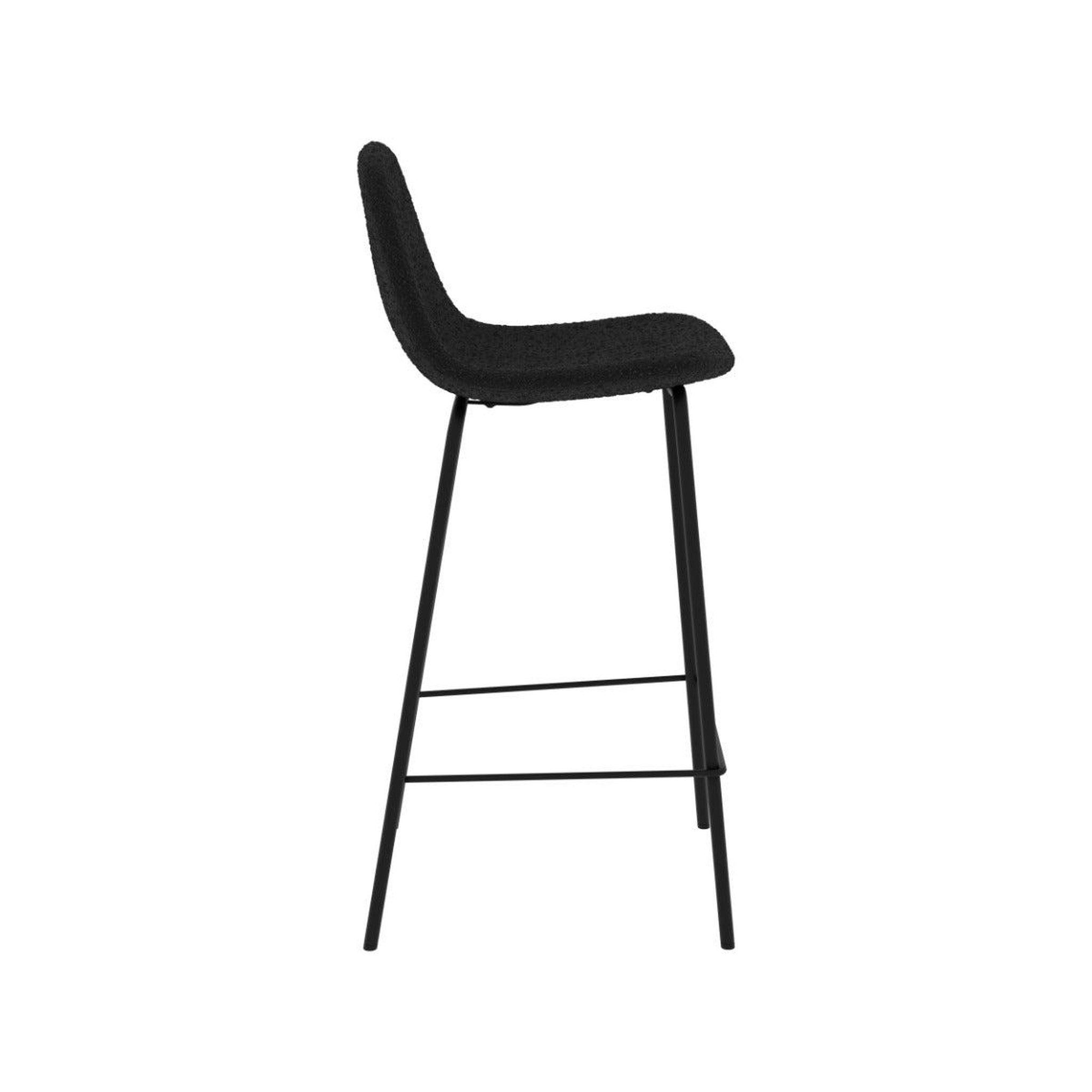 Voir la diapositive 6 : MAISON PAVANE Lot de 2 chaises pour îlot central 65.5 cm en tissu bouclette noir-henrik