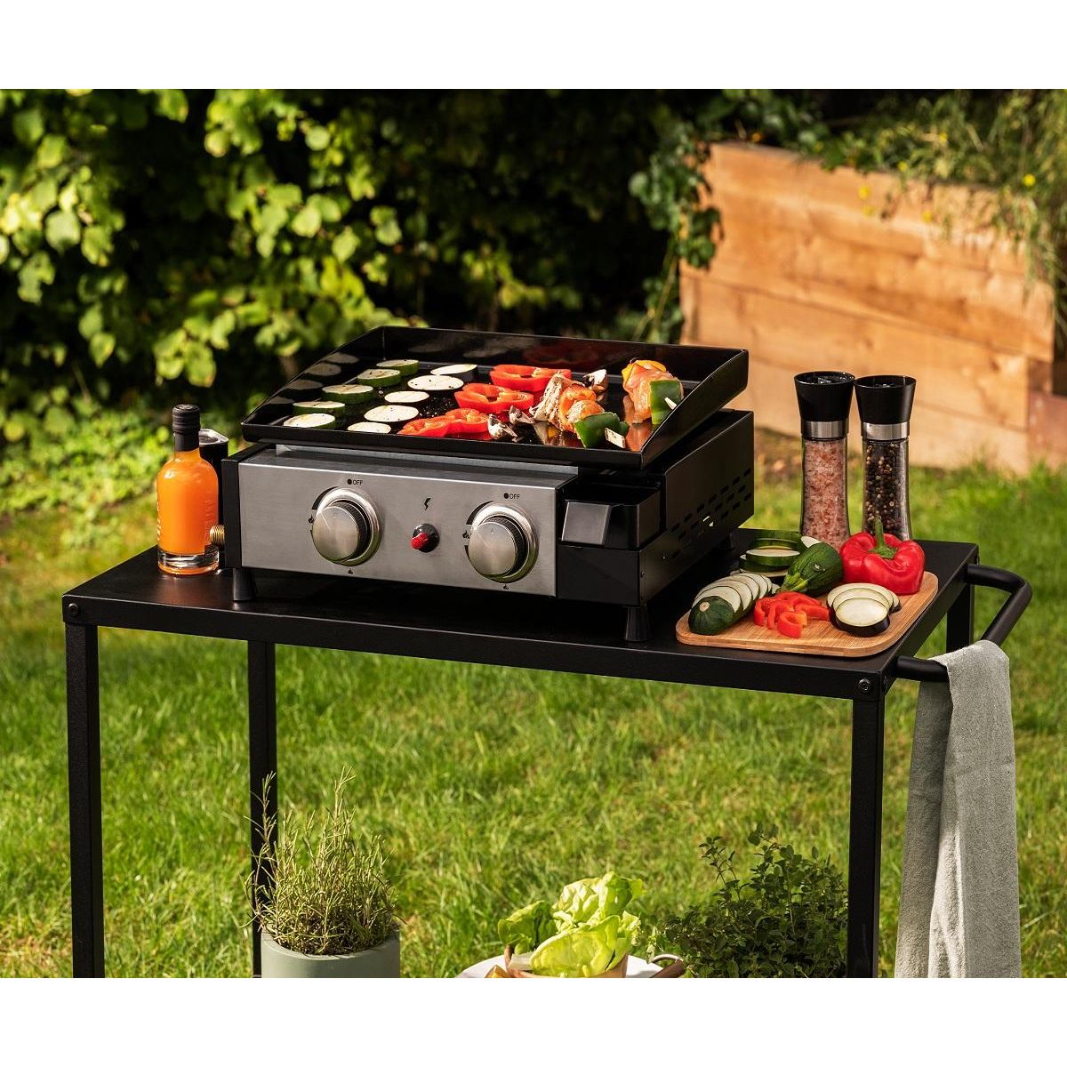 GARDENSTAR Plancha gaz à poser - 2 brûleurs - 5KW - Acier