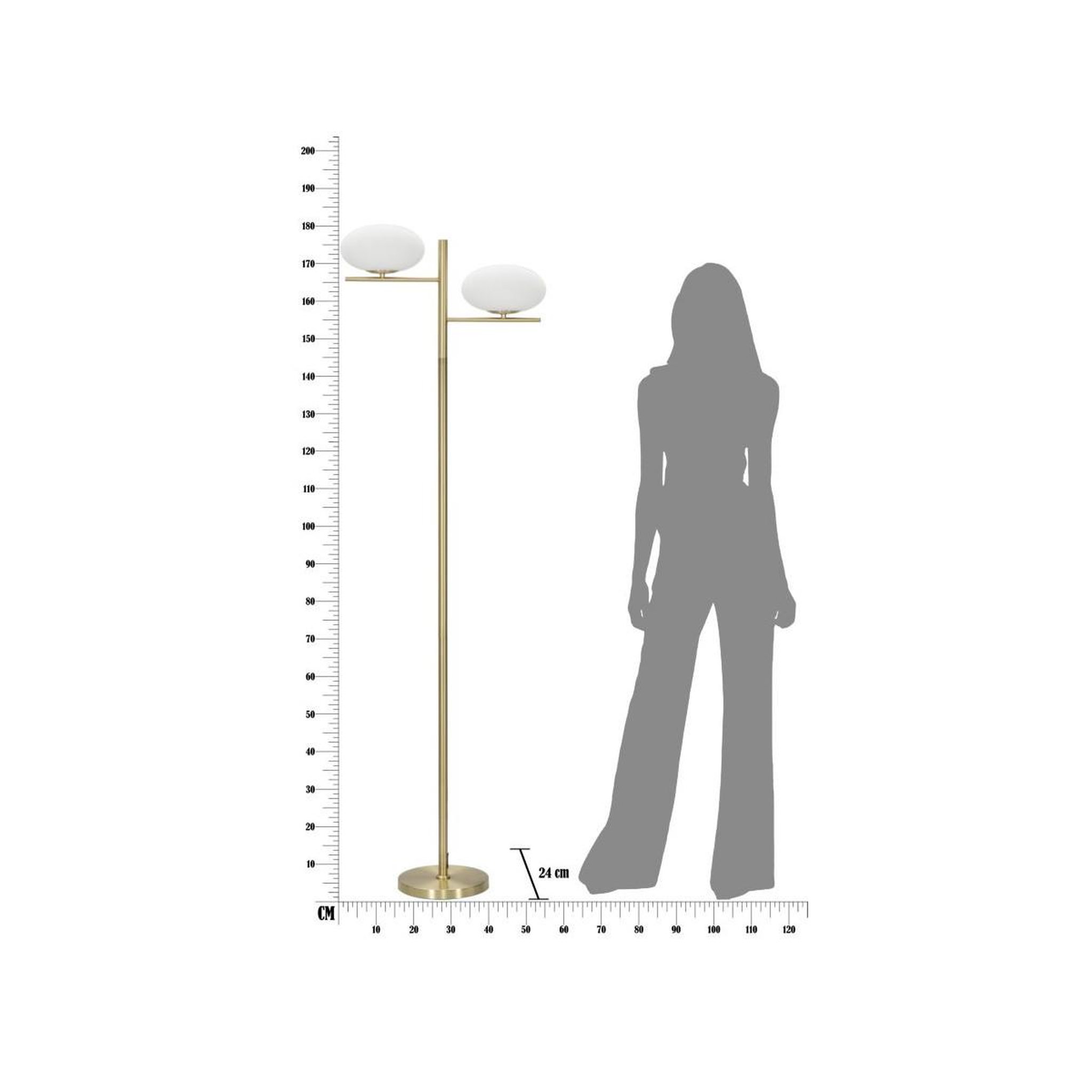 Voir la diapositive 6 : Paris Prix Lampadaire 2 sphères  glamy  180cm blanc & or