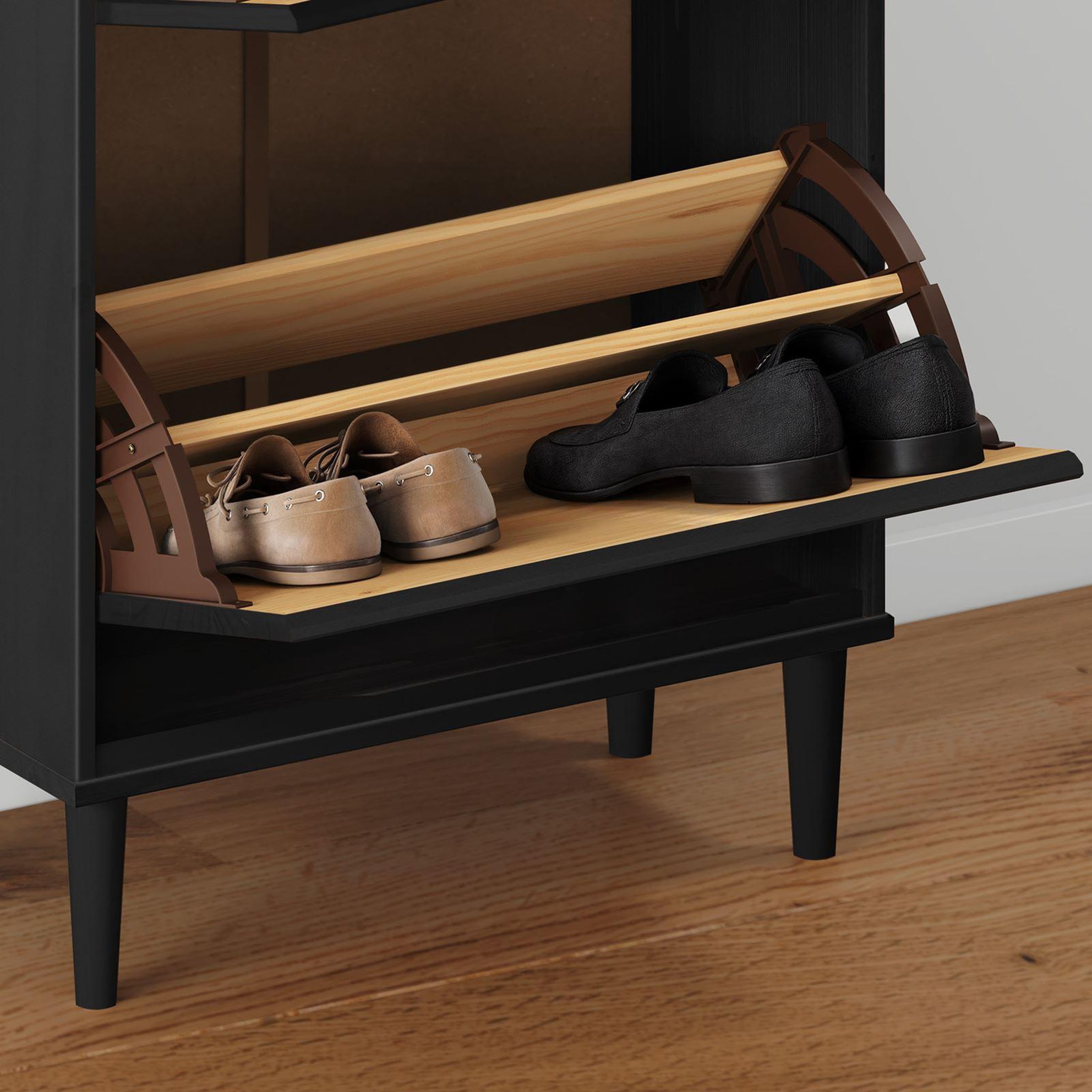 Voir la diapositive 6 : IDIMEX Meuble à chaussures entrée mikka en bois massif