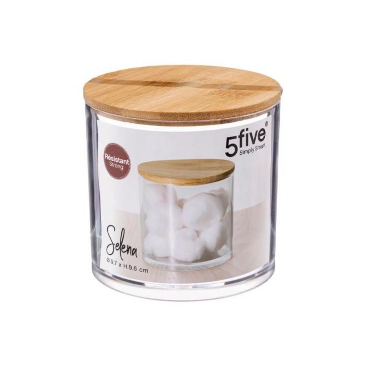 FIVE Boîte à Coton Bambou  Selena  10cm Transparent