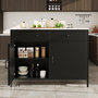 Voir la diapositive 4 : MERAX Ilot de cuisine 2 portes 2 tiroirs coloris noir mdf