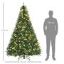 HOMCOM Sapin de Noël artificiel lumineux LED x 700 blanc chaud + support pied Ø 132 x 210H cm 2154 branches vert