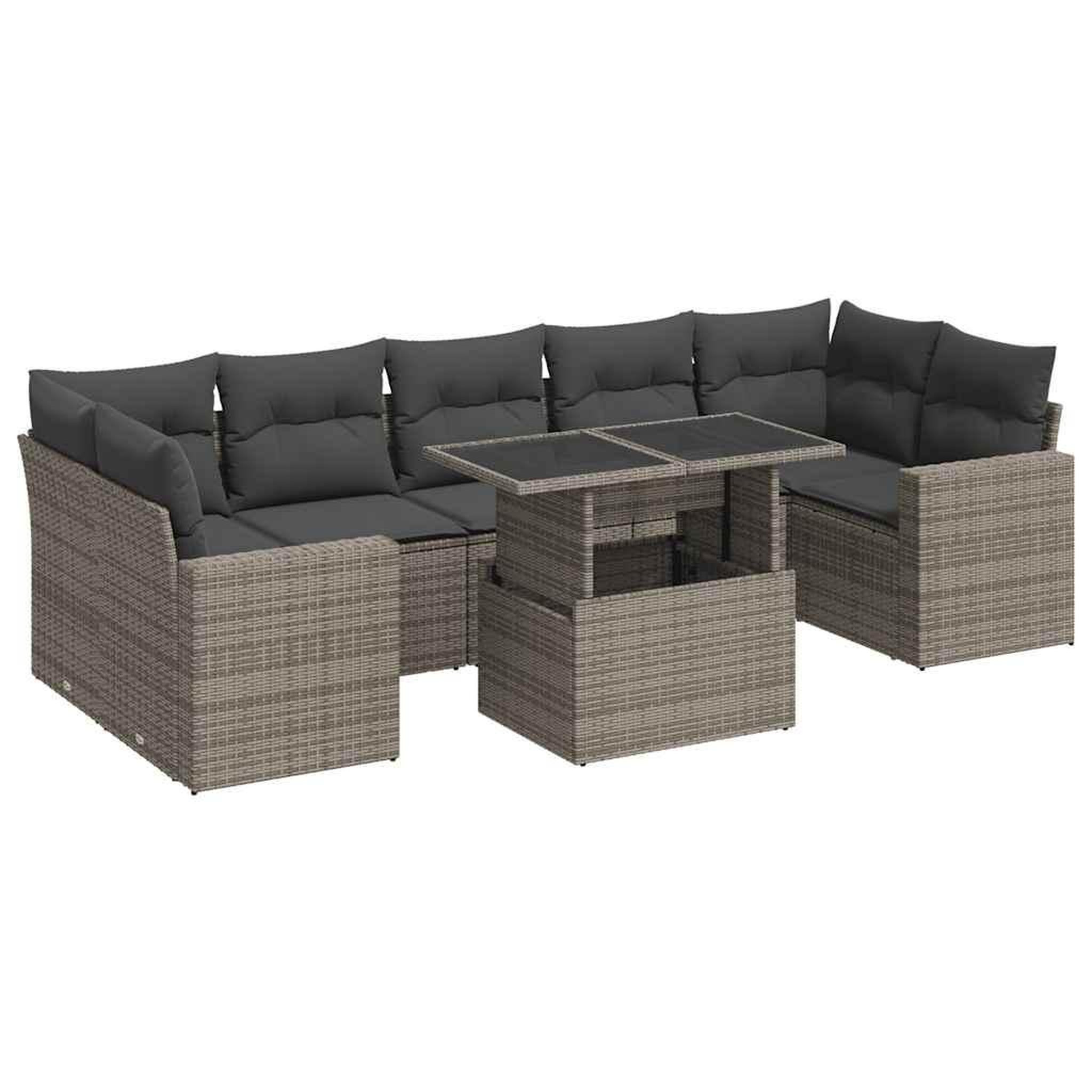 Voir la diapositive 2 : VIDAXL Salon de jardin 8 pcs avec coussins gris resine tressee