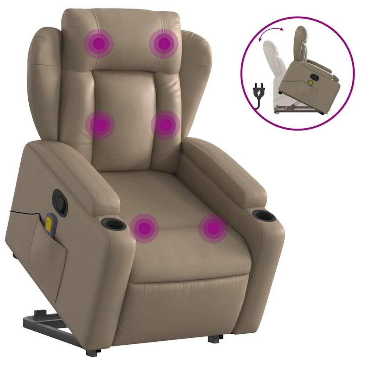 VIDAXL Fauteuil inclinable de massage Cappuccino Similicuir