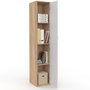 Voir la diapositive 4 : ID MARKET Armoire de bureau 180 cm multifonction SYLVIA blanc et bois 1 porte 3 étagères