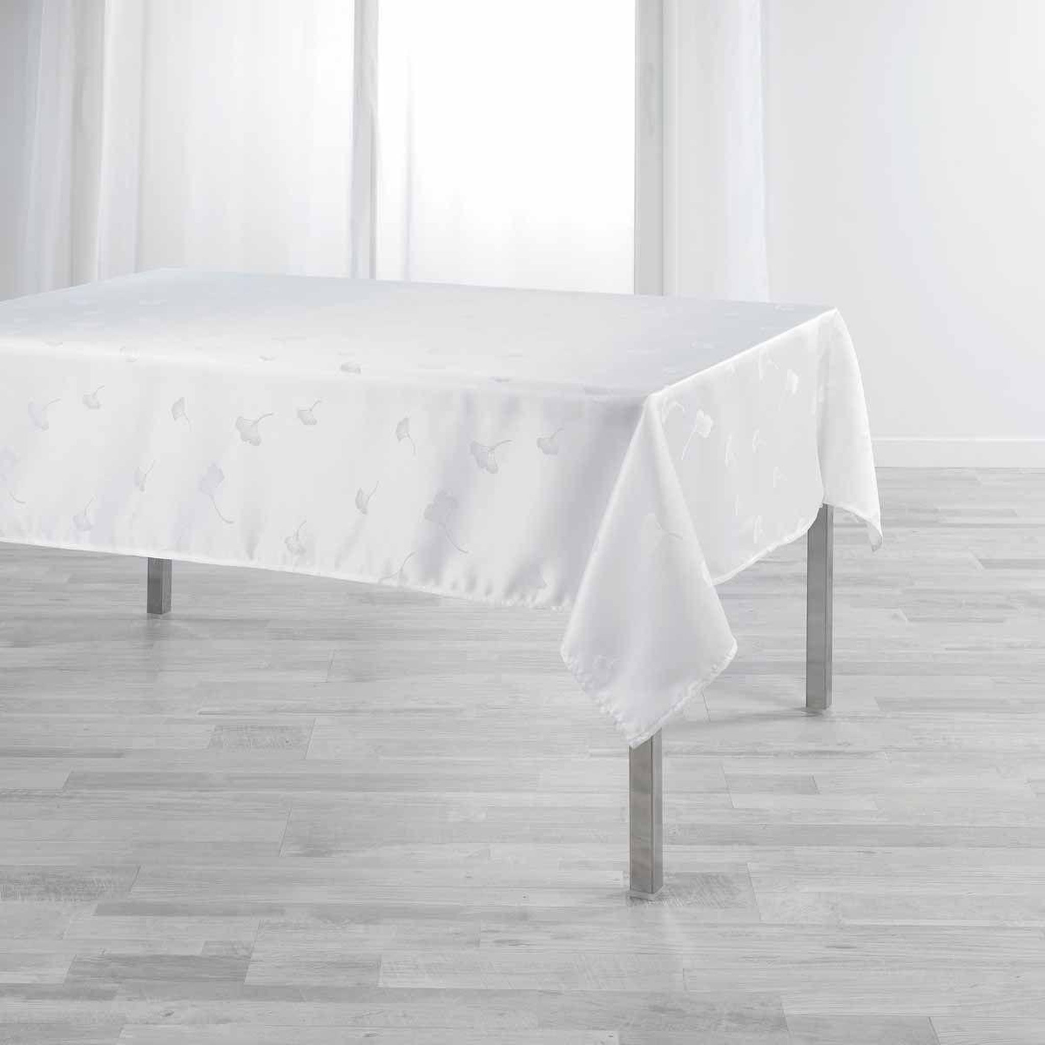 Voir la diapositive 1 : Douceur d'Intérieur Nappe imprimé jacquard  ophélie  140x250cm blanc