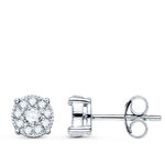L'ATELIER D'AZUR Boucles d'Oreilles Solitaires Accompagné Diamants de Synthèse 0.365 Carats - Or 18 Carats 750 Blanc