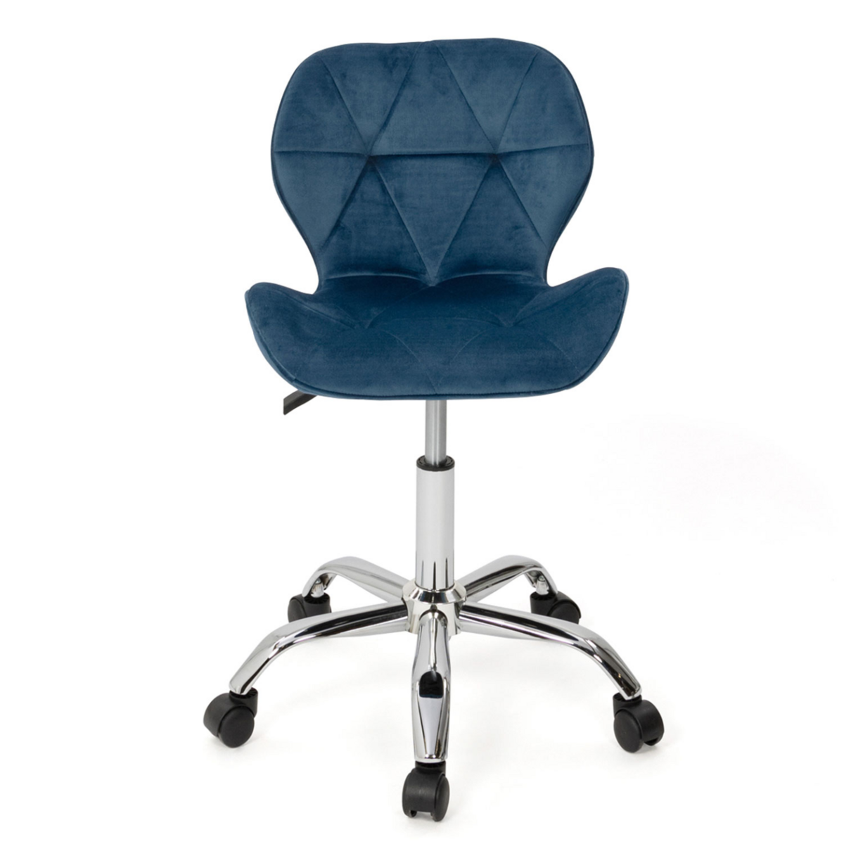 ID MARKET Chaise de bureau ROBINE velours bleu à roulettes
