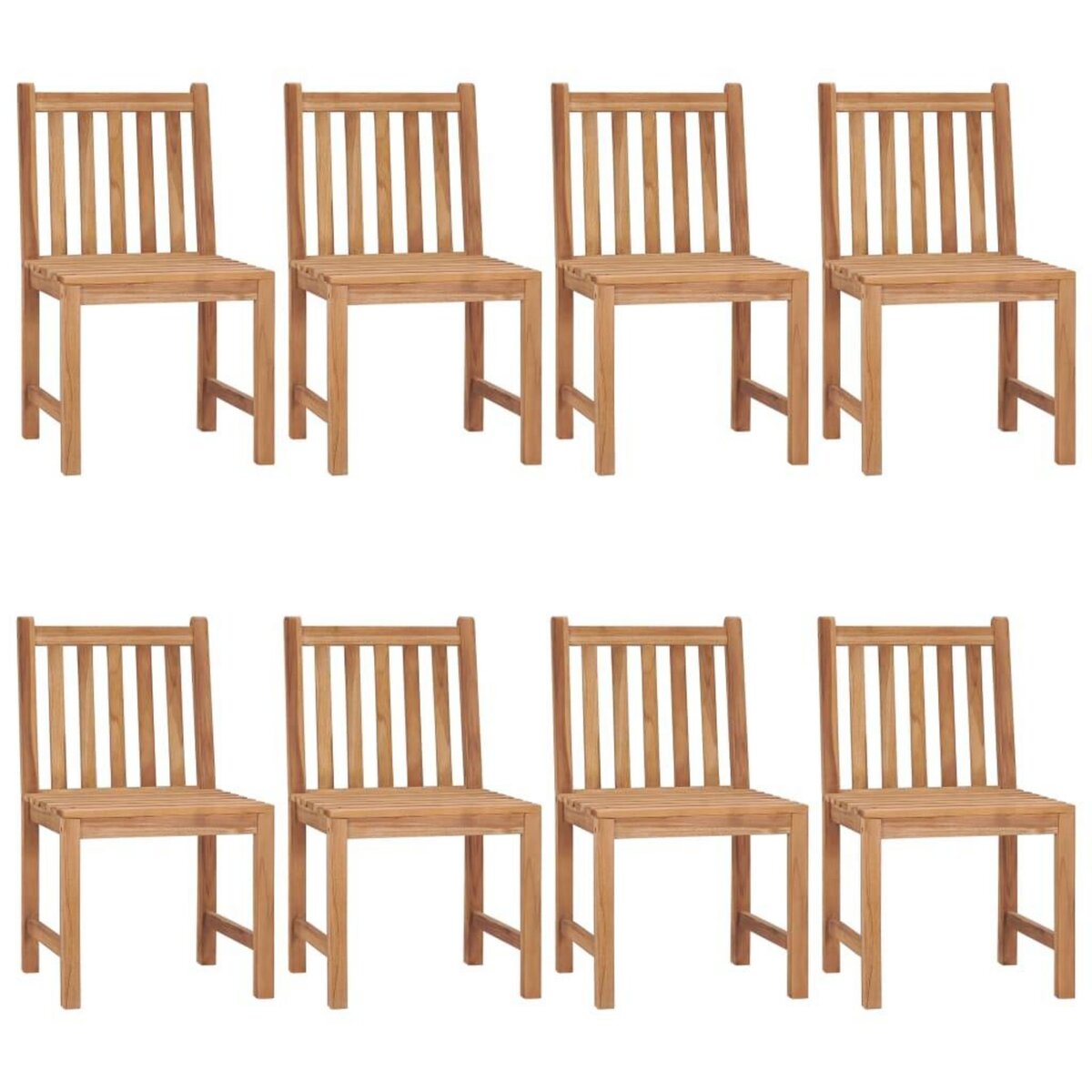 VIDAXL Chaises de jardin lot de 8 avec coussins Bois de teck massif