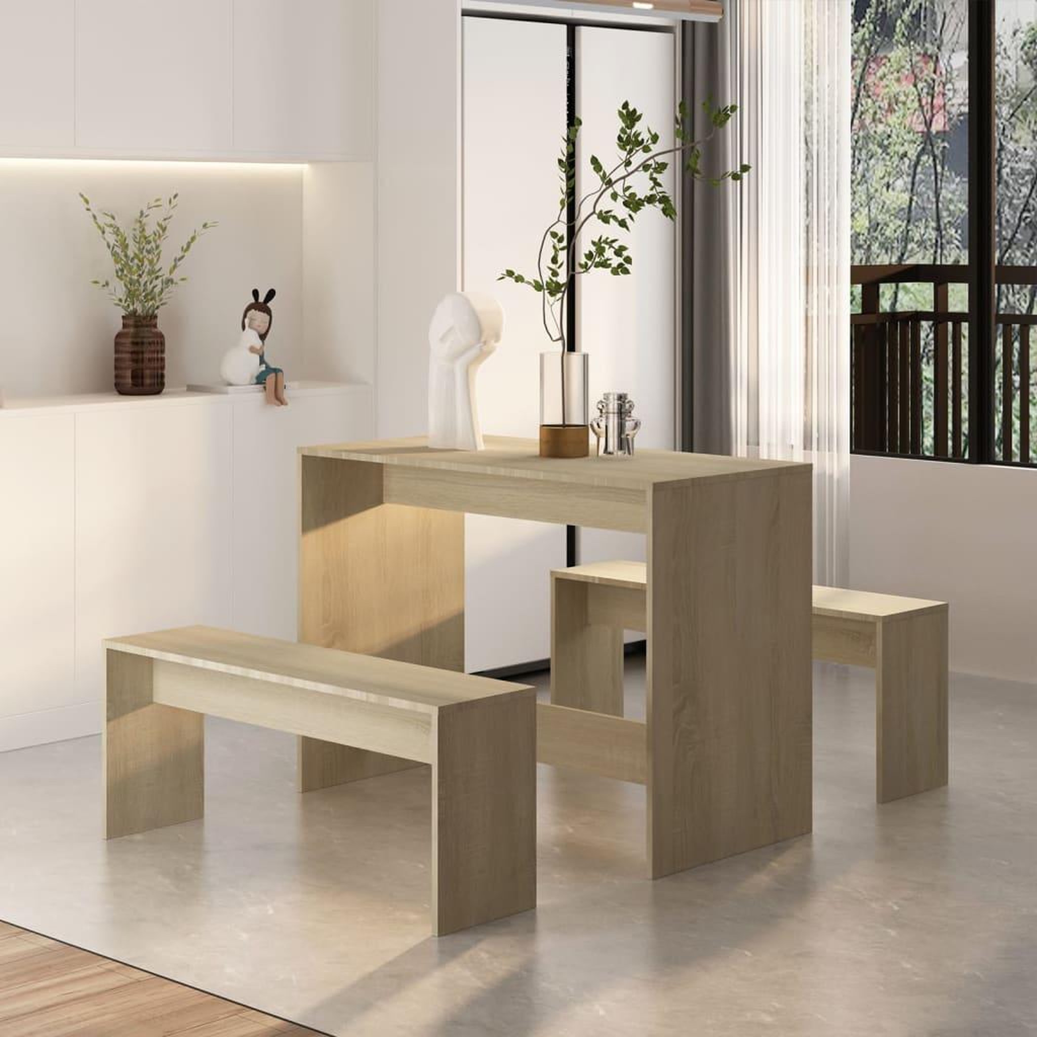 Voir la diapositive 3 : VIDAXL Ensemble a manger 3 pcs Chene sonoma Bois d'ingenierie