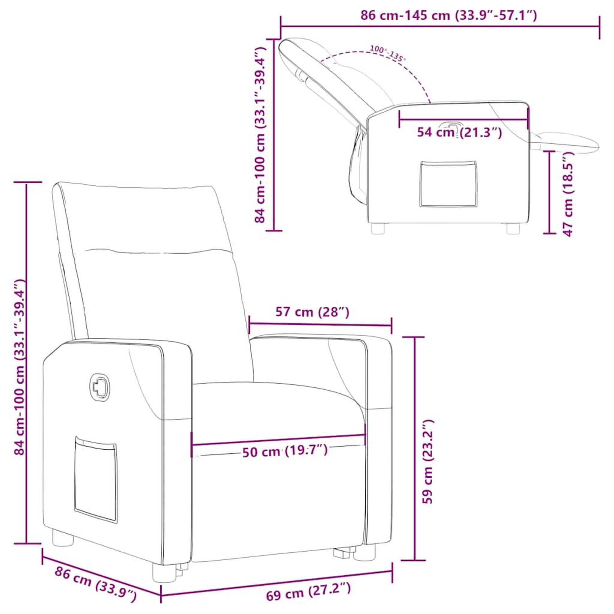 Voir la diapositive 6 : VIDAXL Fauteuil inclinable Gris fonce Tissu
