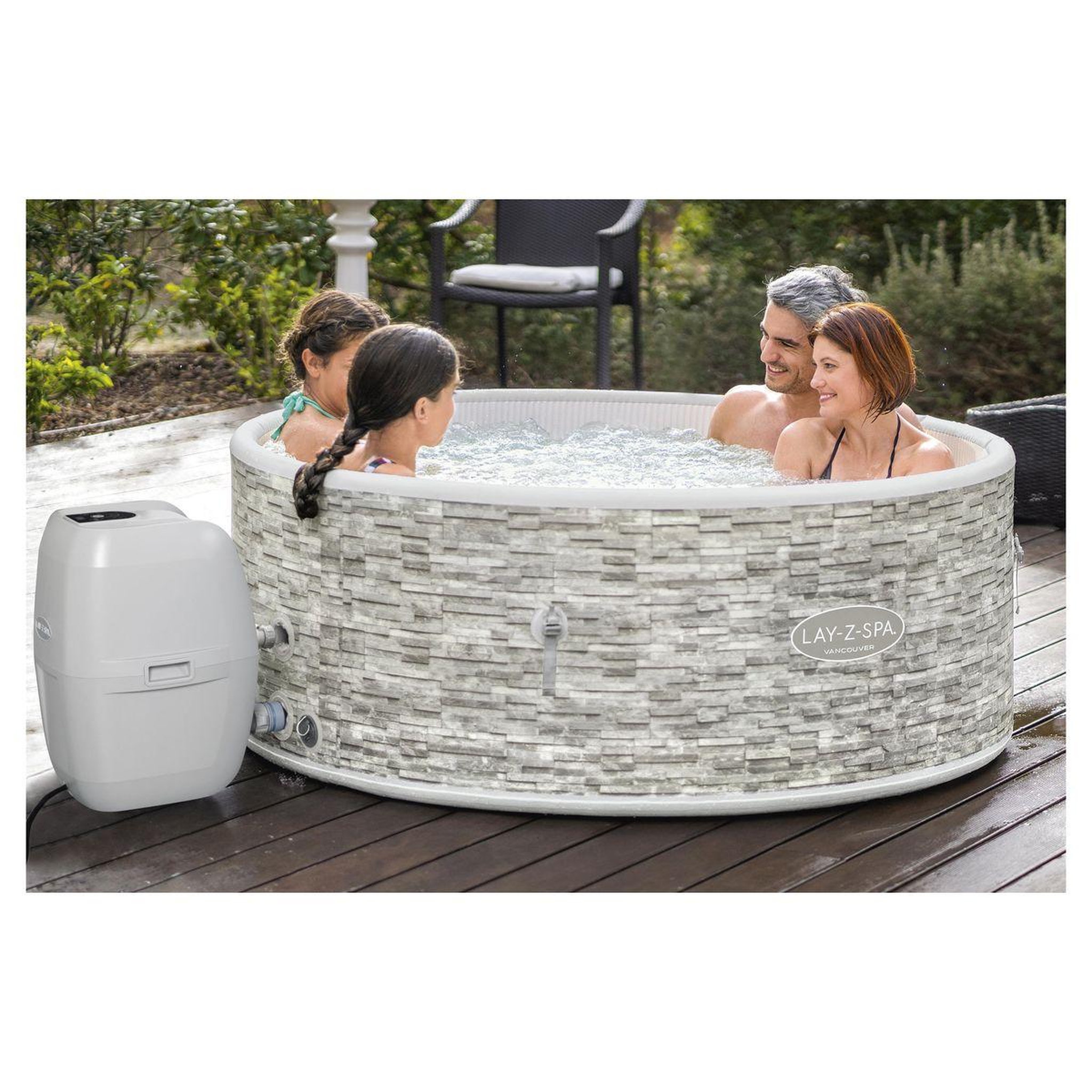 BESTWAY Spa gonflable rond Lay-Z-Spa® Vancouver Airjet Plus&trade; décor pierre