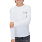 CALVIN KLEIN JEANS T Shirt  Garçon Calvin Klein Jeans Chest Monologo. Coloris disponibles : Blanc