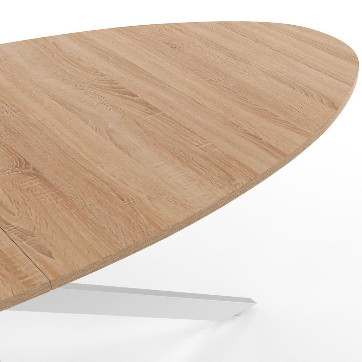 ID MARKET Table à manger ovale ALIX 10 personnes pied araignée bois et blanc 200 cm